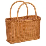 GFJEDTKY Einkaufskorb Geflochten,Weidenkorb,Rattanstrohkorb Picknickkorb,Blumenkorb,Obst- Und Gemüseaufbewahrungskorb,Elegant Praktisch,Braun,36cm