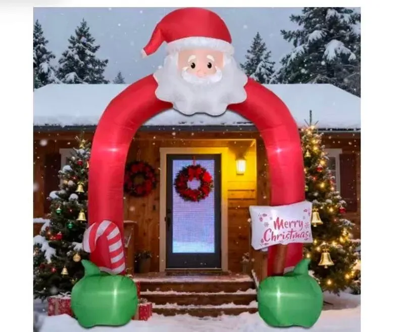 JIWOO 3M tall Santa Archway, Aufblasbare Weihnachtsdeko mit LED-Lichtern–Perfekte Außendekoration für Weihnachte, Gebläse für Weihanchten deko Garten/Boden