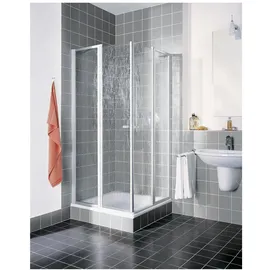 Kermi Nova 2000 Eckeinstieg mit Pendeltür rechts 80 x 185 cm Kunstglas silber