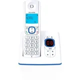 Alcatel F530, DECT-Telefon, Kabelgebundenes Mobilteil, Freisprecheinrichtung, 50 Eintragungen, Anrufer-Identifikation, Blau, Weiß - Weiß