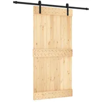 vidaXL Schiebetür rechts 100 x 210 cm Natürlich/Schwarz