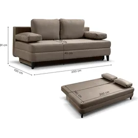 xonox Schlafcouch Cord 2,5 Sitzer Braunbeige