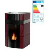 Woody Wassergeführter Pelletofen 18 kW Keramik Bordeaux Pellet Kaminofen Heizung