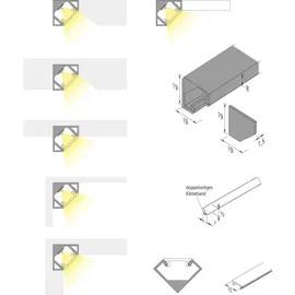 Hera LED-Eckprofil 19mm 1000mm 61500032001 Aluminium