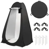ROPODA Pop-Up Duschzelt Camping, tragbares Toilettenzelt aus 210T-Polyester mit Tragetasche, UV-Schutz, Wasserabweisend, Umkleidezelt für Strand, Picknick, Angeln, Wandern, 190 cm, Schwarz