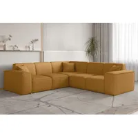 Fun Möbel Ecksofa Designersofa CELES PREMIUM in Stoff Scala Senfgelb Seite Universal - Gelb