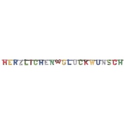 Papstar Papiergirlande »Herzlichen Glückwunsch« rot, 11 cm