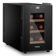 h.koenig AGE6 Weinkühlschrank / 6 Flaschen / Temperatur 11°C bis 18°C/LED-Temperaturanzeige/Holzlagerböden