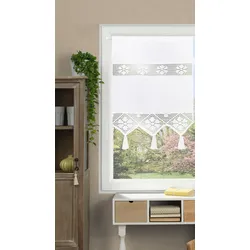 Vorhang HOME WOHNIDEEN "TONI" Gr. 4, weiß, B:60cm H:100cm, Baumwolle, Polyester, Gardinen, Fensterbehang mit Häkeleinsätzen