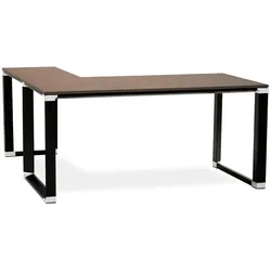 Kadima Design Eckschreibtisch 170x160cm | Winkeldesign ergonomisch modern minimalistisch | Holz-Metall | braun-schwarzer Arbeitstisch