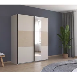 Rauch Schwebetürenschrank »Senja«, mit Spiegel und Bauchbinde in angesagter rattanoptik), beige