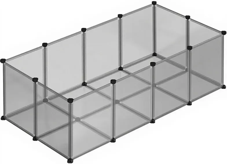 SONGMICS Meerschweinchenkäfig mit Kunststoffwänden, Kaninchenhütte, 143 x 73 x 46 cm, grau – für Hamster, Kaninchen und Igel