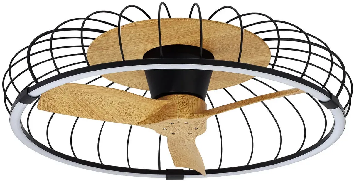 Nature LED-Deckenventilator, CCT App schwarz/buche - Mantra Mantra Iluminación, Nature, dimmbar, Schwarz, für Wohnzimmer, Kunststoff - 21.3
