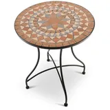 Raburg Gartentisch Mosaiktisch, Balkon- und Terrassentisch, 60 cm Ø, 72 cm hoch, Mayla (rund), liebevolle Handarbeit, Mosaikmuster, schwarzes Metallgestell beige|grau|orange