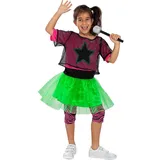 Funidelia | Rockerin Kostüm für Mädchen 80er Jahre, 90er Jahre, Popmusik- Kostüm für Kinder & Verkleidung für Partys, Karneval & Halloween - Größe 5-6 Jahre - Rosa