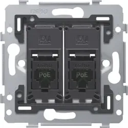 Niko Züblin 170-79252 2 RJ45 Anschlüsse UTP Kat. 5E, PoE++ ready, flache Ausführung, inkl. Sockel 71 x 71 mm mit Schraubbefestigung 17079252