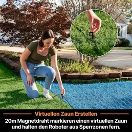 LAWNMASTER OcuMow®18 m?hroboter ohne Begrenzungskabel für bis zu 800©O 4ah Batterie Optische Navigation, Hindernisvermeidung, Automatische Ladestation, virtuelle Sperrzonen, WLAN Bluetooth App