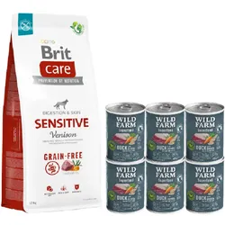 BRIT CARE Grain-free Sensitive Venison 12kg + Wild Farm Superfood Duck 6x400g getreidefreies Hundefutter