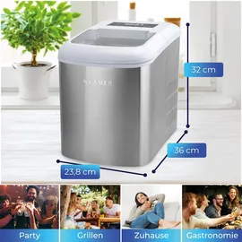 Klamer Eiswürfelmaschine, 10 Eiswürfel in 7-9 Minuten, 15 kg Eiswürfel pro Tag, 2 Eiswürfelgrößen, 2,1 L Wassertank, 120 W Ice Maker mit Eisschaufel - Weiß