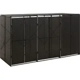 Möbel Mülltonnenbox für 3 Tonnen Schwarz 207x80x117 cm Poly Rattan - Mülltonnenboxen 319862 - Schwarz