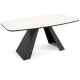 Meblini Esstisch, Weiß Hochglanz, Schwarz, Metall, Rechteckig,Rechteckig, 160x76x80 cm, Esszimmer, Tische, Esstische
