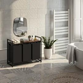 Tectake tectake® Wäschesortierer, Industrial-Style, 2 oder 3 ausziehbare Fächer, mit Ablage, höhenverstellbare Kunststofffüße