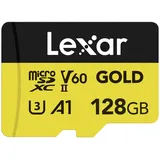 Lexar Micro SD Karte 128GB, microSDXC UHS-II Speicherkarte, V60, U3, A1, C10 microSD-Karte, Bis Zu 280MB/s Lesegeschwindigkeit, für Drohne/Actionkamera/UHS-II Gaming-Gerät