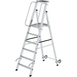 MUNK Aluminium-Stehleiter mit Rollen und Griff 6 Stufen