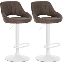 CLP 2er Set Barhocker Milet Stoff braun/Metall matt weiss