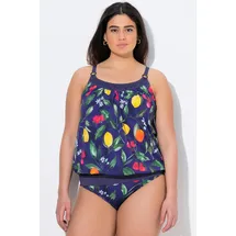 Ulla Popken Damen Tankini, Früchte, Softcups, Träger verstellbar, recycelt blau DE 58 / FR 58 (UK 30)