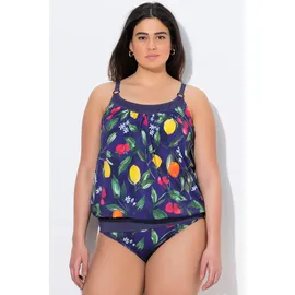 Ulla Popken Damen Tankini, Früchte, Softcups, Träger verstellbar, recycelt blau DE 58 / FR 58 (UK 30)