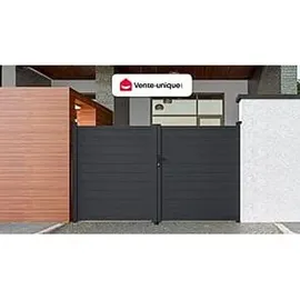 vente-unique Gartentor Doppeltor 305 x 180 cm Anthrazit/Aluminium