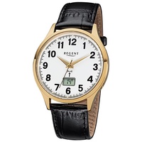Regent Leder Herren Uhr FR-229 Funkuhr Armband schwarz D2URFR229