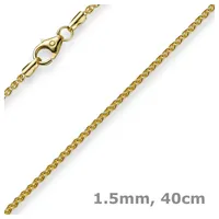 Schmuck Krone Goldkette 1,5mm Zopfkette, 585 Gelbgold, 40cm, Gold 585 goldfarben