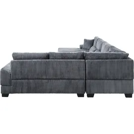 Atlantic Home Collection Wohnlandschaft Miron, U-Form, Breite: 332cm, weicher XXL-Cordbezug, inklusive 6 Zierkissen grau
