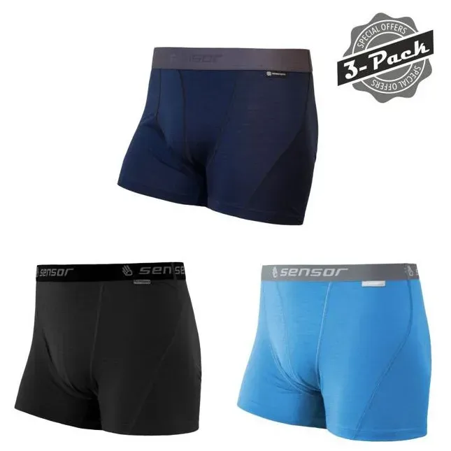 Herrenshorts Sensor Merino Active 3 Pack Größe: XXL /  schwarz/blau