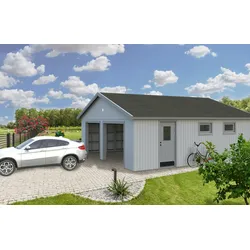 Palmako Nordic+ Gartenhaus/Garage Andre ohne Sektionaltor - 44,7 m2 - 160 mm