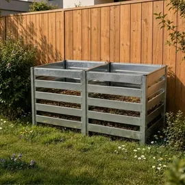 TIMBELA Komposter Garten Metall 704L – TIMBELA M800 Komposter 91 x 91 x H85 cm – Metallkomposter verzinkt, großer Kompostbehälter Garten, stabil, wetterfest