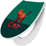 Banjado Premium Toilettendeckel Mit Absenkautomatik WC-Sitz Soft Close Hygienischer Klodeckel Duroplast Mit Motiv Orange Katze