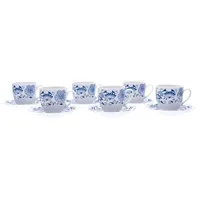Thun 1794 Kaffeeservice mit Untertassen, tschechisches Porzellan, 100 ml, Saphyr, Zwiebelmuster, Thun, 6-teilig
