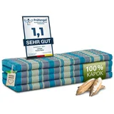 Klappmatratze Faltmatratze 140 cm (Classic) - 200x140x8cm -, livasia, 8 cm hoch, Kapok, vegan, handgefertigt blau