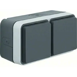 Berker 47753525 Steckdose 2fach waagerecht mit Klappdeckel, 4 Schieber, W.1,grau