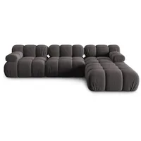 Micadoni Sofa Bellis, modular 4-Sitzer mit flachem Modul grau