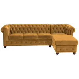 Home Affaire Chesterfield-Sofa HOME AFFAIRE "New Castle L-Form", gelb (mustard), B:255cm H:72cm T:171cm, Sofas, hochwertige Knopfheftung in Chesterfield-Design, B/T/H: 255(171/72)