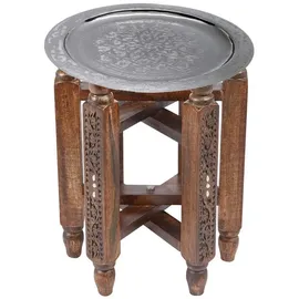 Marrakesch Orient & Mediterran Interior Halab Braun Holz 40 x 40 cm
