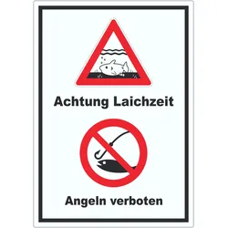 HB-Druck Achtung Laichzeit Angeln verboten hochkant Aufkleber A0 (841x1189mm)