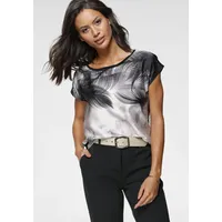 LAURA SCOTT Shirtbluse in modischem Materialmix Gr. 42, beige-schwarz-bedruckt