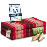 Kindermatratze Klappmatratze 70 cm breit - 140x70x8cm - Faltmatratze für Kinder, livasia, 8 cm hoch, Kapok, vegan, handgefertigt rot