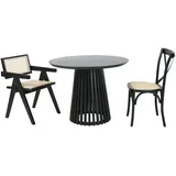 SIT Möbel SIT Armlehnstuhl, gepolsteter Sitz, Rücken und Sitz mit Rattan, schwarz