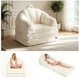 TWSOUL Sitzsack Bequemes Bodensofa & Schlafsessel mit Griff, Umwandelbar für Wohnzimmer & Schlafzimmer beige